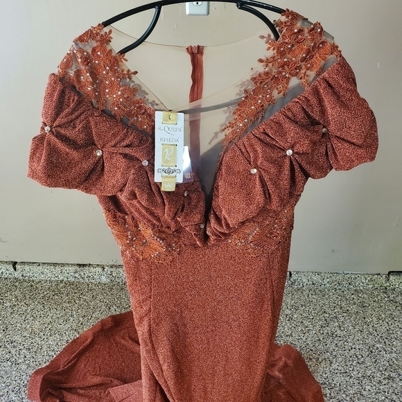 Bee Queen by Reseda Maxi Event Embellished Fall Orange Sz 12/XL/44 Dress Costume - Picture 4 of 9